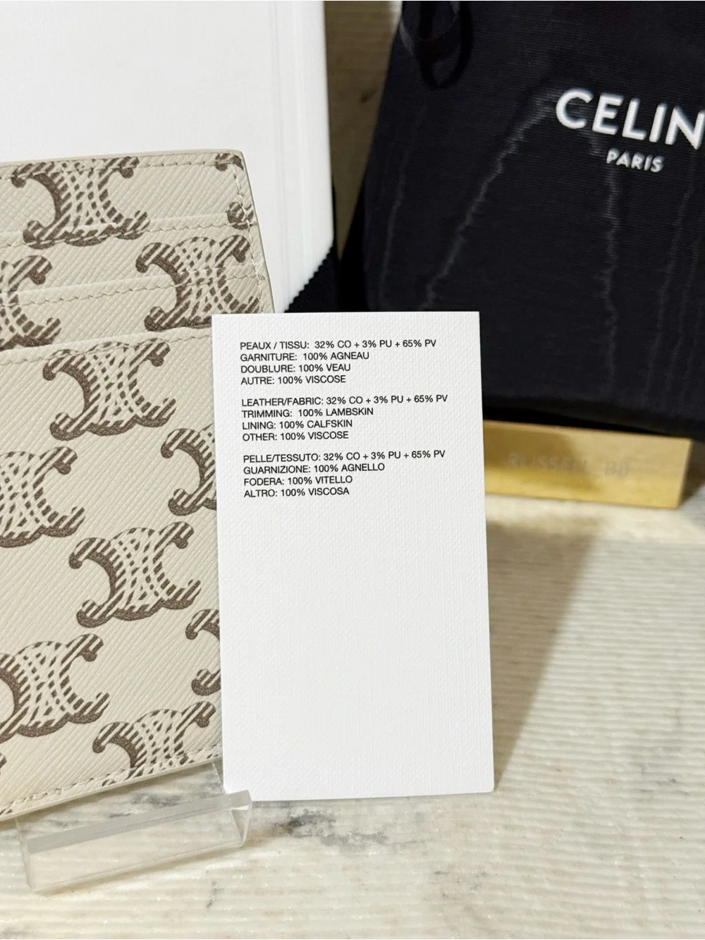 Celine Triomphe Canvas & Leather Zipped Card Holder Wallet